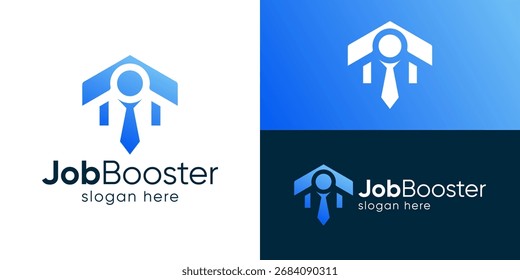 Plantilla creativa de logotipo de refuerzo de trabajo simple. Líder de lanzamiento con Ilustración vectorial de diseño de logotipo de estilo moderno.