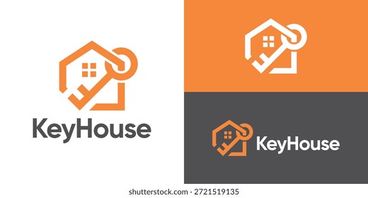 Plantilla creativa del logotipo de la casa de llaves simple. Logotipo de la llave de casa, Ilustración vectorial de diseño de logotipo de alquiler de casa.