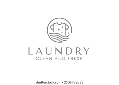 Creative simple laundry logo design template. Clothes, water, and washing machine logo concept