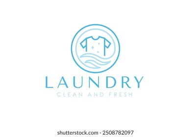 Creative simple laundry logo design template. Clothes, water, and washing machine logo concept