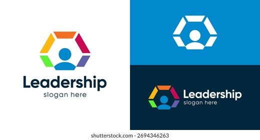 Creative simple leadership logo template. Person human people leaders logo design vector illustration.