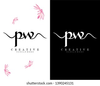 creative simple letter pw, wp logo template vector