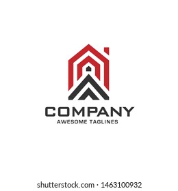 creative simple line house geometric logo vector