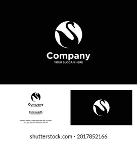 creative simple logo design circle swan