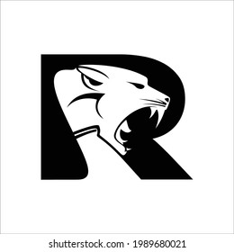 creative simple logo design initial R tiger vector