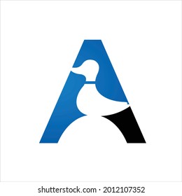 creative simple logo design initial A duck