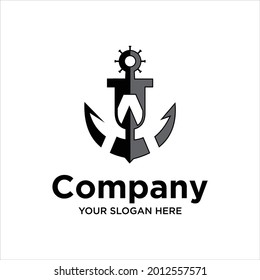 creative simple logo design initial A anchor