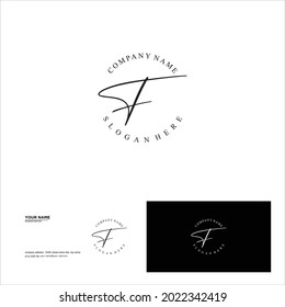 creative simple logo design letter F script