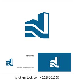 creative simple logo design letter N building