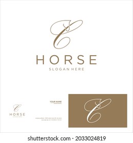 creative simple logo design letter C  horse