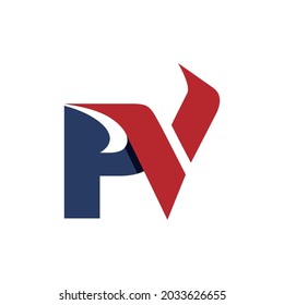 creative simple logo design letter PV