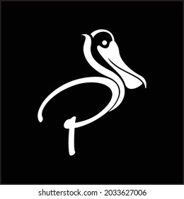 creative simple logo design letter P pelican