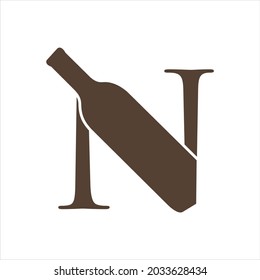 creative simple logo design letter N botle