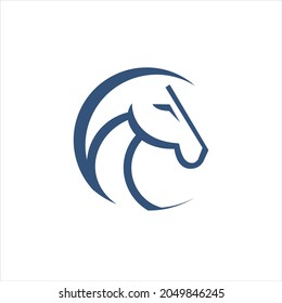 creative simple logo design letter C horse