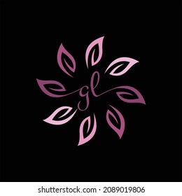 creative simple logo design  letter gl leaf
