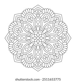Creative and simple mandala design with clean lines for coloring book. vector file, tattoo design, wall art, simple mandala art, Design for a wallpaper Paint shirt and tile Sticker Design, vector file