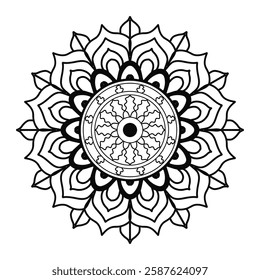 A creative simple mandala design style silhouette with white background