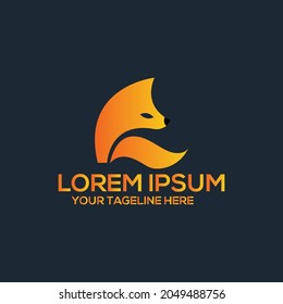 Creative simple minimalist geometric fox logo design vector template illustration.