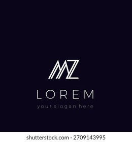 Creative, simple, minimalist letter logo with initials MZ