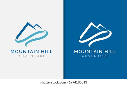 Creative Simple Minimalist Mountain and Hill Logo Design.