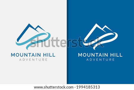 Creative Simple Minimalist Mountain and Hill Logo Design.