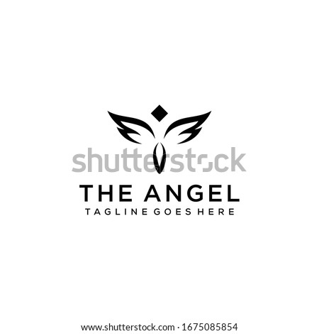 Creative Simple modern Angel fly sign logo design template