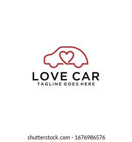 Creative Simple modern Car with heart sign sign logo design template