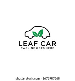 Creative Simple modern Car with leaves sign sign logo design template