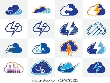 Creative Simple modern Cloud sign logo design template. Icon set