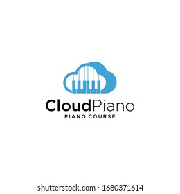 Creative Simple modern Cloud stylish with piano logo design icon.