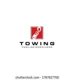 Creative simple modern crane towing  sign logo design template