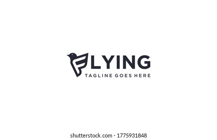 Creative, simple, and modern F letter with flying word for logo design vector editable