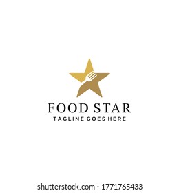 Creative simple modern Restaurant with star and fork sign logo design template