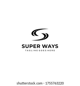 Creative Simple Modern Road Way With S Sign Logo Design Template