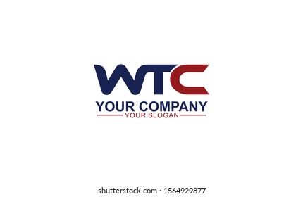 creative simple modern strong initial WTC Logo template vector icon for any business, accounting, consulting, fitness, real estate, construction.