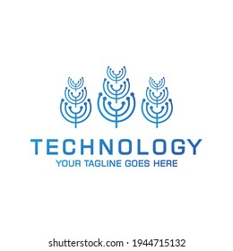 Creative Simple modern technology connect internet data sign logo design template