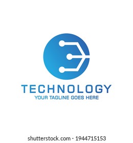 Creative Simple modern technology connect internet data sign logo design template
