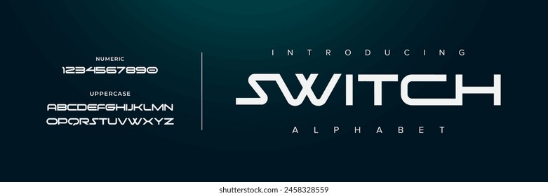 Creative simple modern urban alphabet font. Digital abstract futuristic, logo, music, sport, minimal technology typography. Simple numeric vector illustration