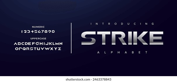Fuente creativa del alfabeto urbano simple moderno. Abstracto digital futurista, logo, música, deporte, tipografía de tecnología mínima. Ilustración vectorial numérica simple