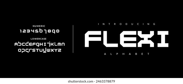 Creative simple modern urban alphabet font. Digital abstract futuristic, logo, music, sport, minimal technology typography. Simple numeric vector illustration