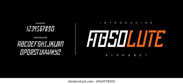 Creative simple modern urban alphabet font. Digital abstract futuristic, logo, music, sport, minimal technology typography. Simple numeric vector illustration