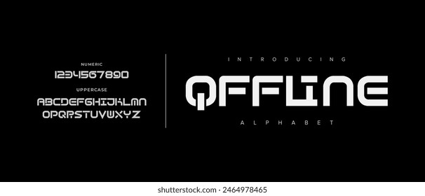 Creative simple modern urban alphabet font. Digital abstract futuristic, logo, music, sport, minimal technology typography. Simple numeric vector illustration