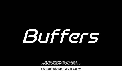 Fonte criativa simples do alfabeto urbano moderno. Abstrato digital futurista, logotipo, música, esporte, tipografia de tecnologia mínima. Ilustração de vetor numérico simples