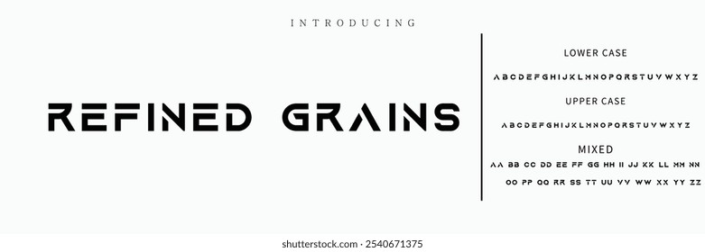 Kreative einfache moderne urbane Alphabet-Schriftart. Digitale abstrakte futuristische, logo, musik, sport, minimaltechnologie typografie. Einfache numerische Vektorgrafik.