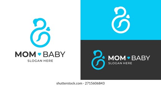 Plantilla creativa del logotipo del bebé de la madre simple. Ilustración vectorial de diseño de logotipo de cuidado de la madre.
