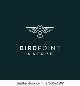 creative and simple monoline bird and pin location logo design inspiration