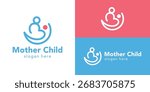 Creative simple mother child logo template. Mom and baby logo design vector illustration.