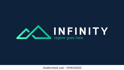 creative and simple mountain and infinity river flow logo design inspiration.