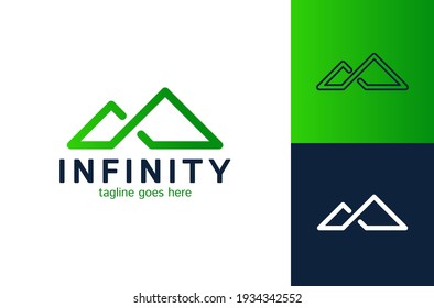 creative and simple mountain and infinity river flow logo design inspiration.