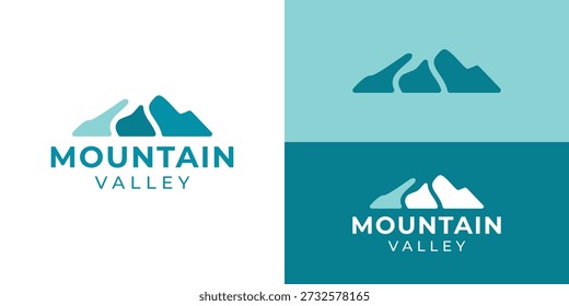 Plantilla creativa del logotipo del valle montañoso simple. Ilustración vectorial de diseño de logotipo de la cumbre de Mountain Hills.